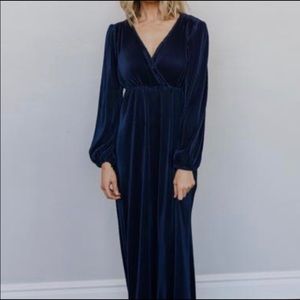 Baltic Born Venus Navy Pleated Maxi Dress
